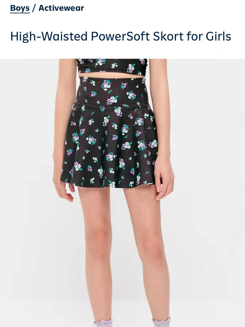 Old Navy Black Floral Circle Skort